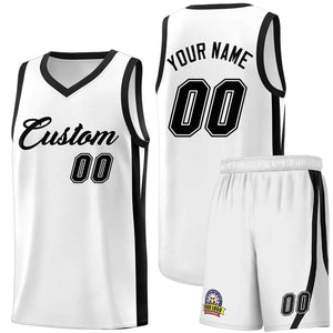 Ensembles classiques noirs et blancs personnalisés, maillot de basket-ball uniforme de sport