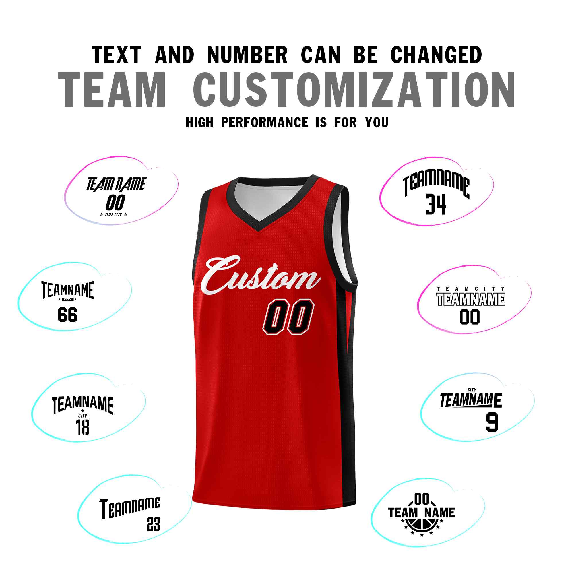 Custom Red White Classic Sets Sports Uniform Basketball Jersey