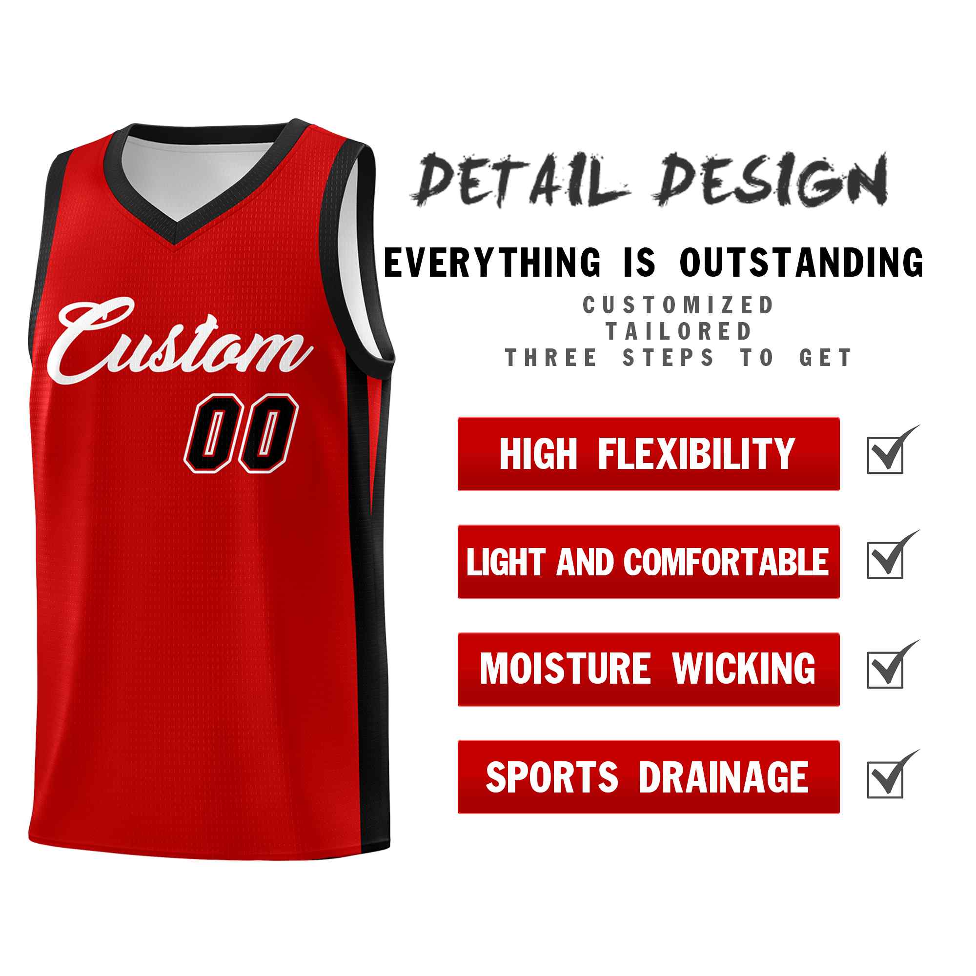 Ensembles classiques rouges et blancs personnalisés, maillot de basket-ball uniforme de sport