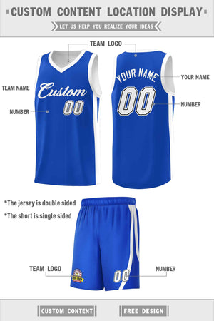 Custom Royal White Classic Sets Sports Uniform Basketball Jersey