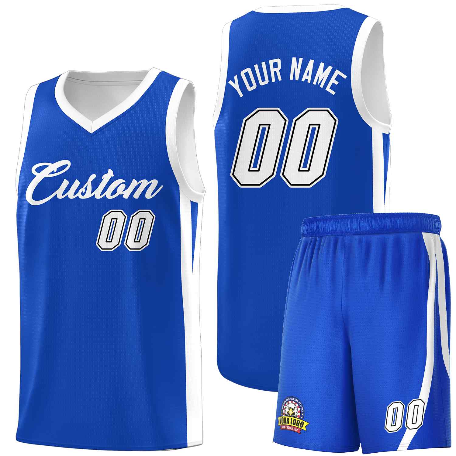 Le classique blanc royal fait sur commande place le maillot de basket-ball uniforme de sport