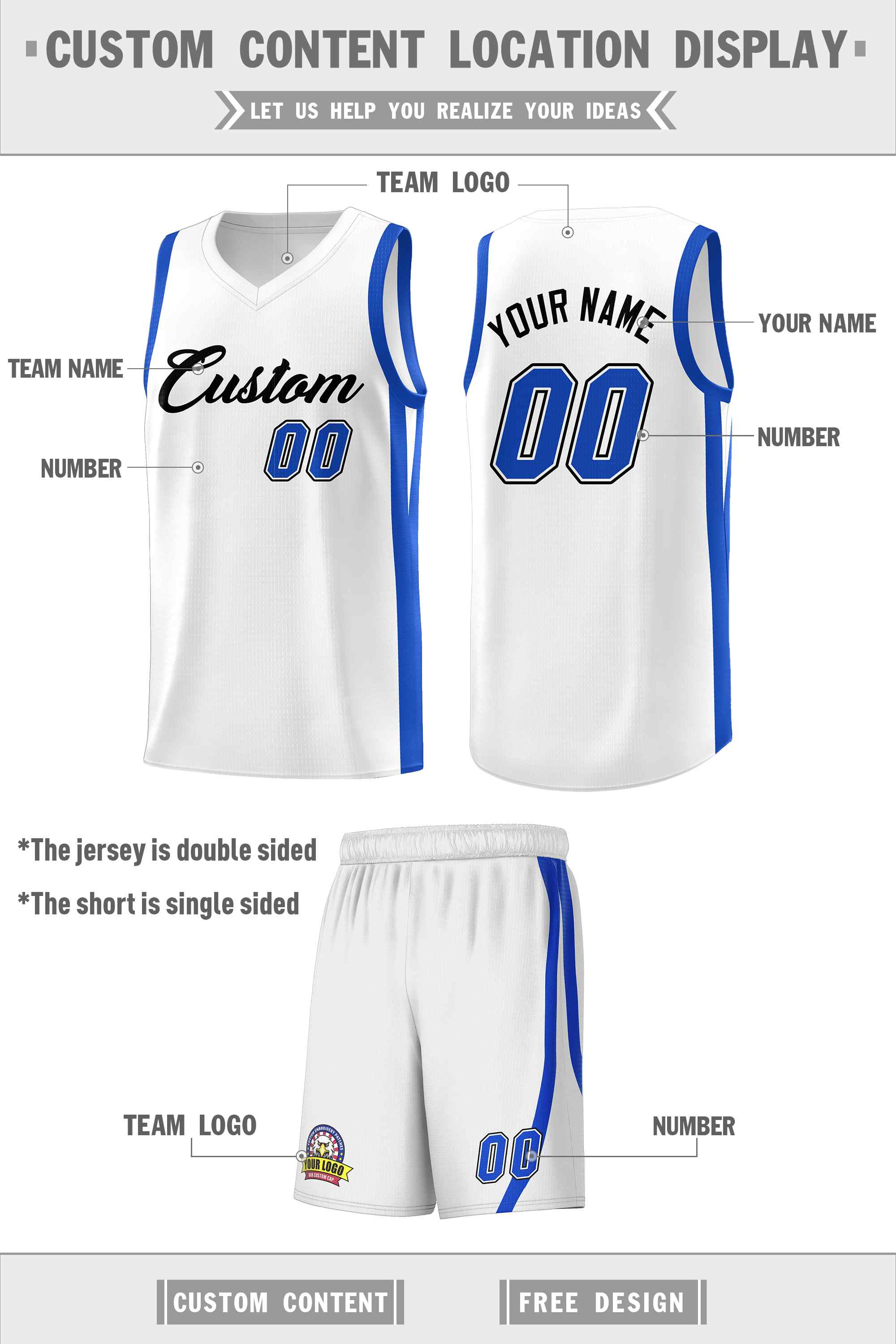 Custom White Black Classic Sets Sports Uniform Basketball Jersey