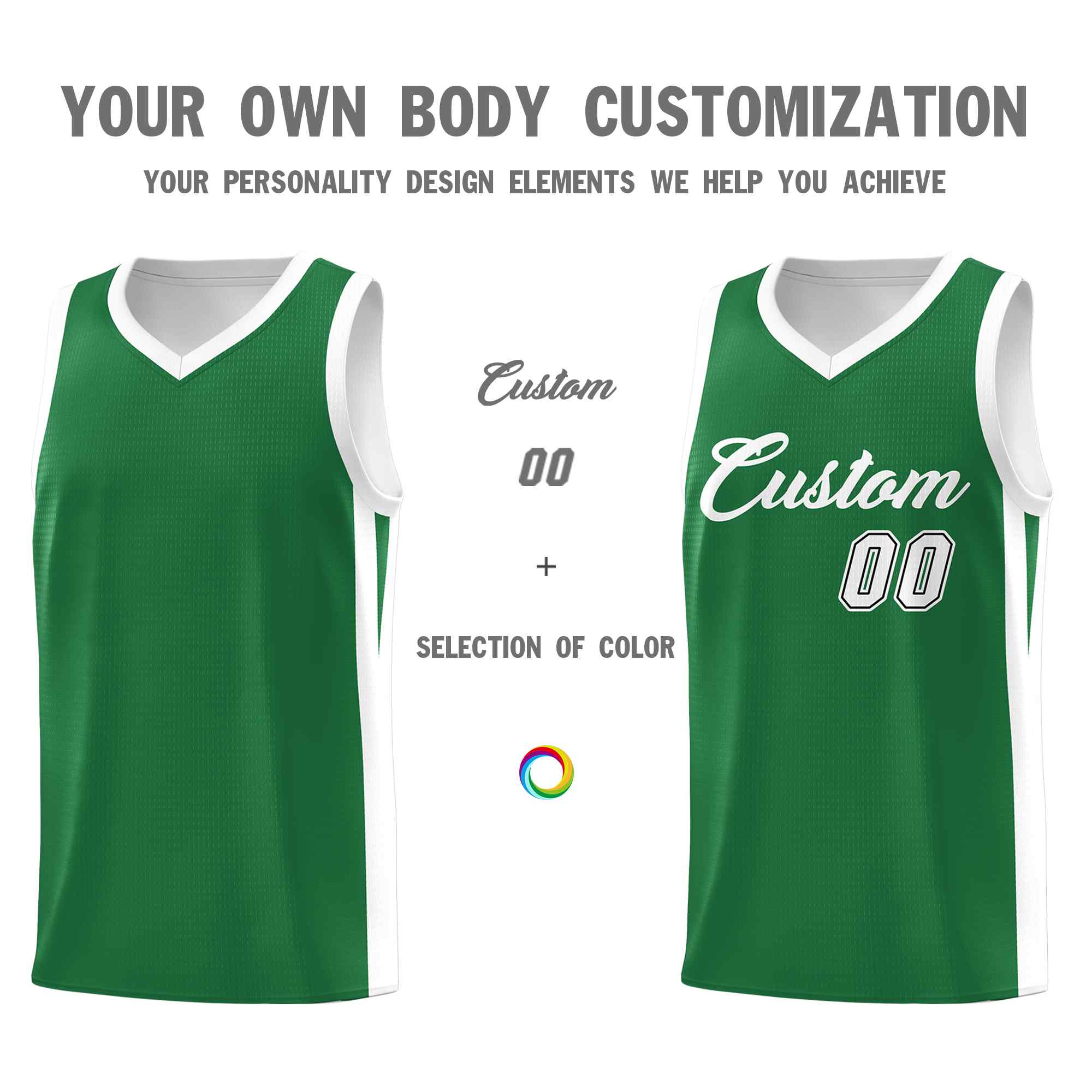 Custom Green White Classic Sets Sports Uniform Basketball Jersey