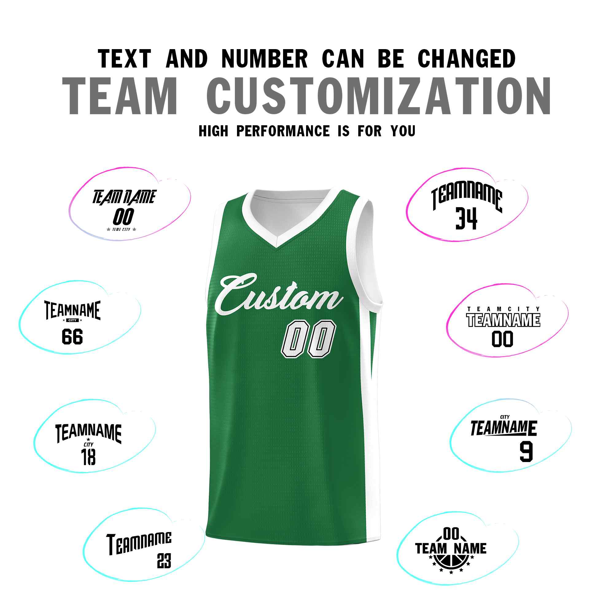 Custom Green White Classic Sets Sports Uniform Basketball Jersey