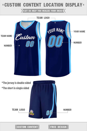 Custom Navy White Classic Sets Sports Uniform Basketball Jersey