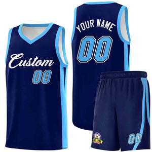 Custom Navy White Classic Sets Sports Uniform Basketball Jersey