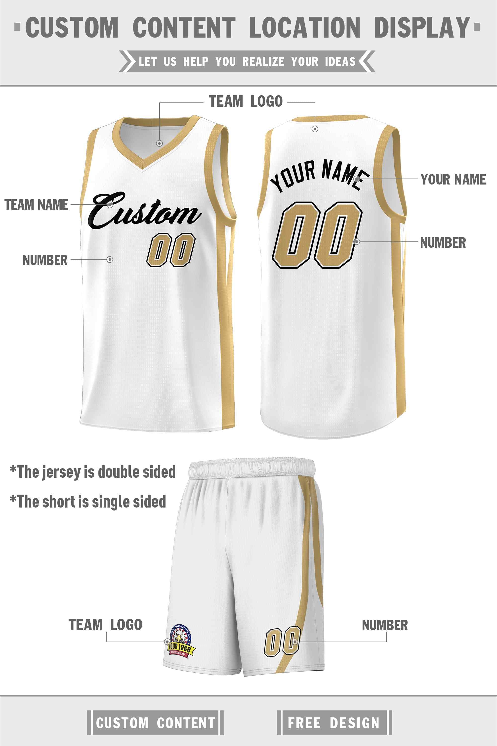 Custom White Black Classic Sets Sports Uniform Basketball Jersey