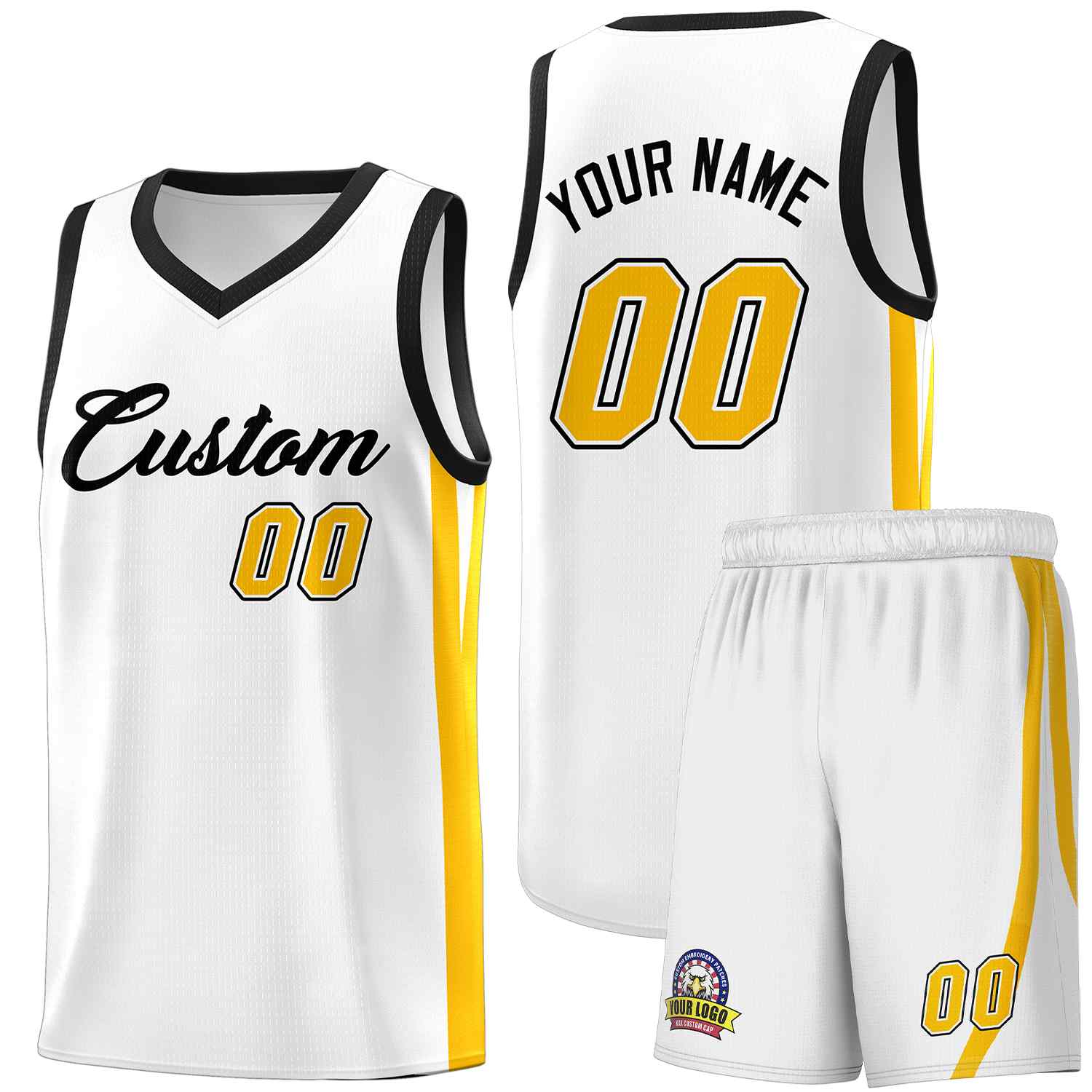 Ensembles classiques noirs et blancs personnalisés, maillot de basket-ball uniforme de sport