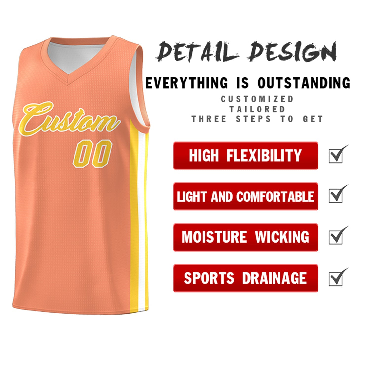 Custom Orange Yellow Classic Tops Men/Boy Athletic Basketball Jersey