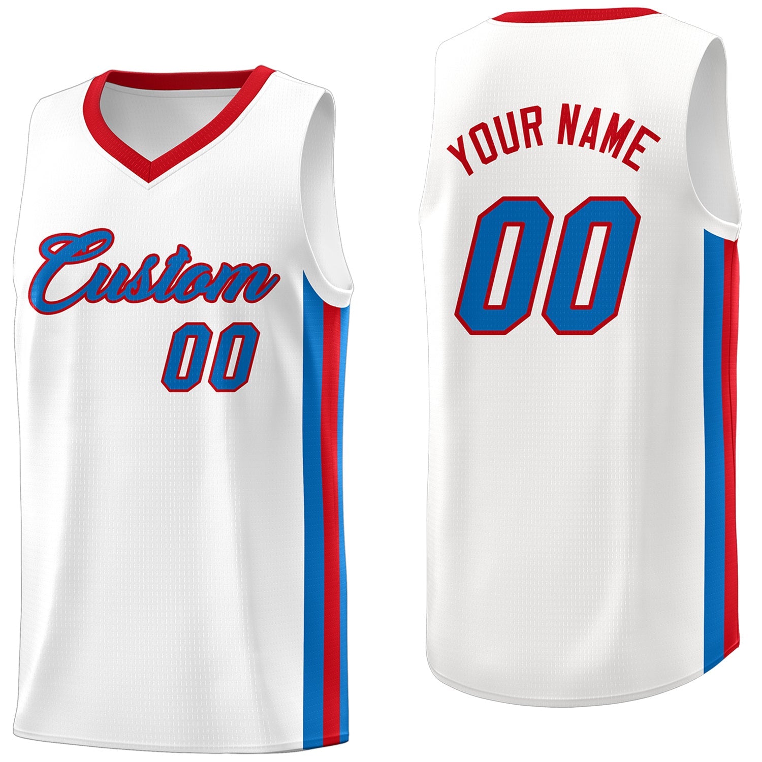 Custom White Royal-Red Classic Tops Athletic Casual Basketball Jersey