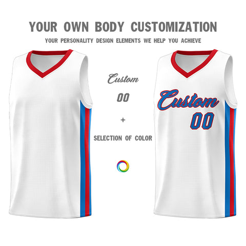 Custom White Royal-Red Classic Tops Athletic Casual Basketball Jersey