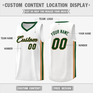 Maillot de basket-ball décontracté, personnalisé, blanc, vert, classique, athlétique