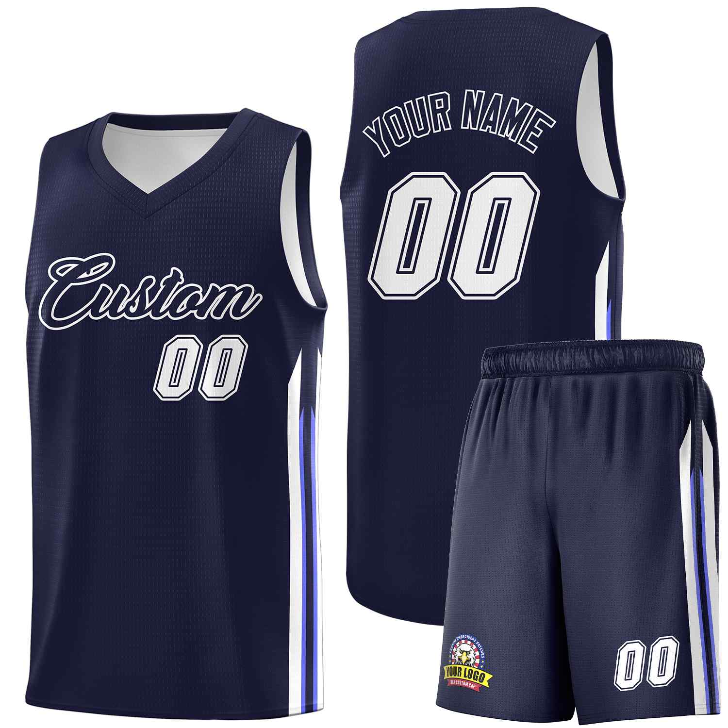 Ensembles classiques blancs de marine personnalisés, maillot de basket-ball uniforme de sport