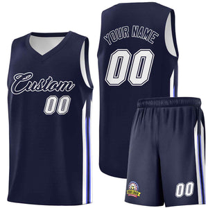 Custom Navy White Classic Sets Sports Uniform Basketball Jersey