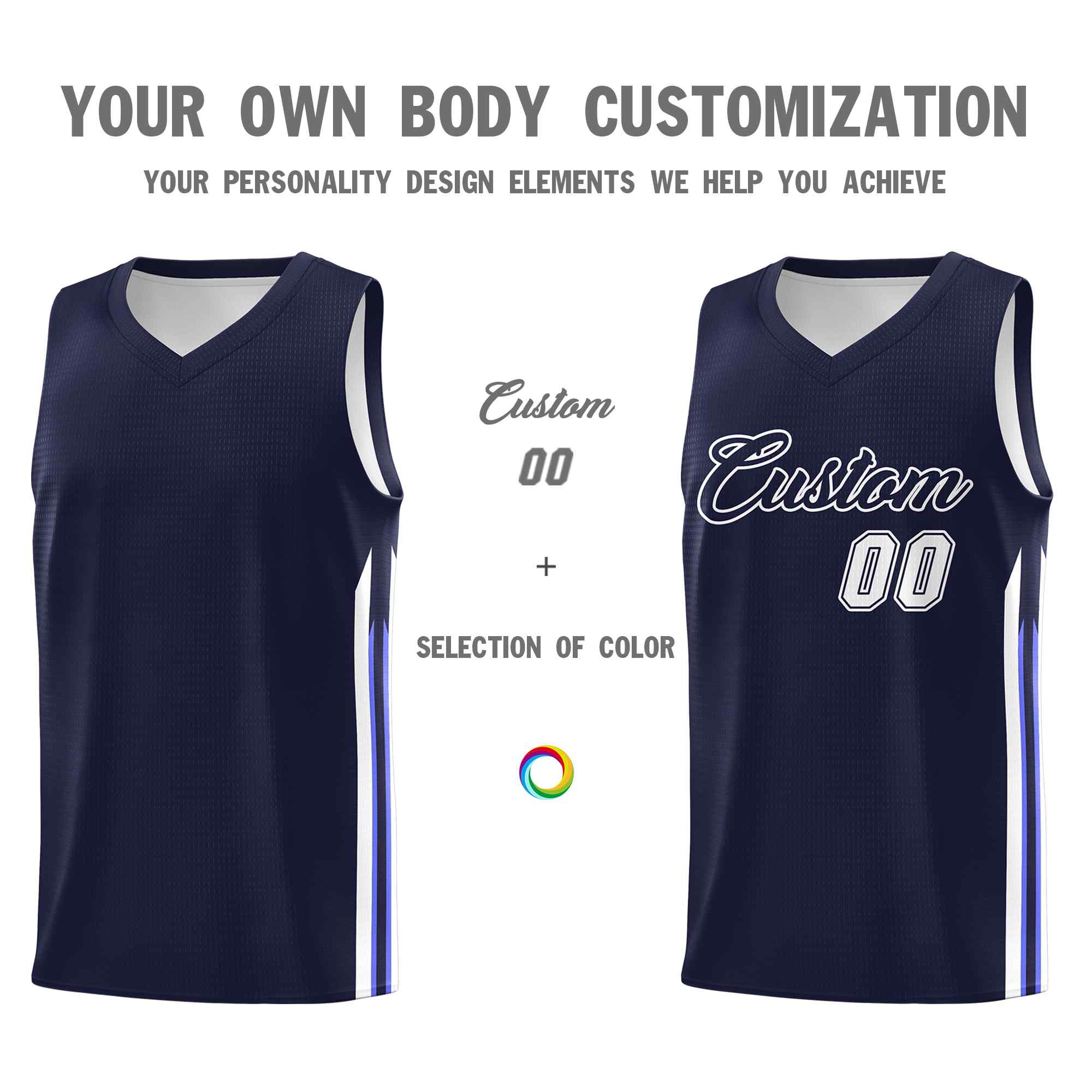 Custom Navy White Classic Sets Sports Uniform Basketball Jersey