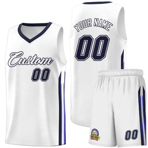 Custom White Navy Classic Sets Sports Uniform Basketball Jersey