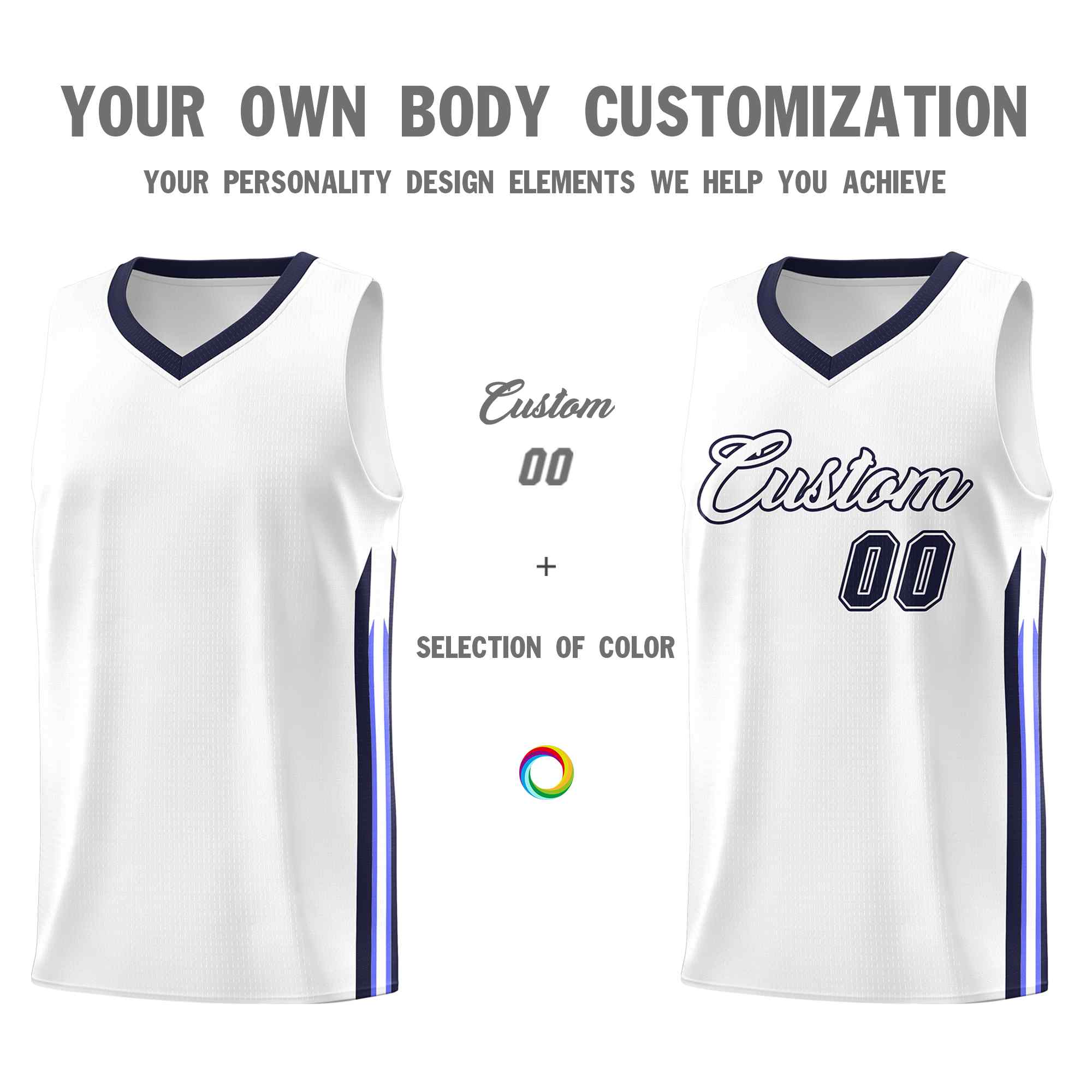 Custom White Navy Classic Sets Sports Uniform Basketball Jersey