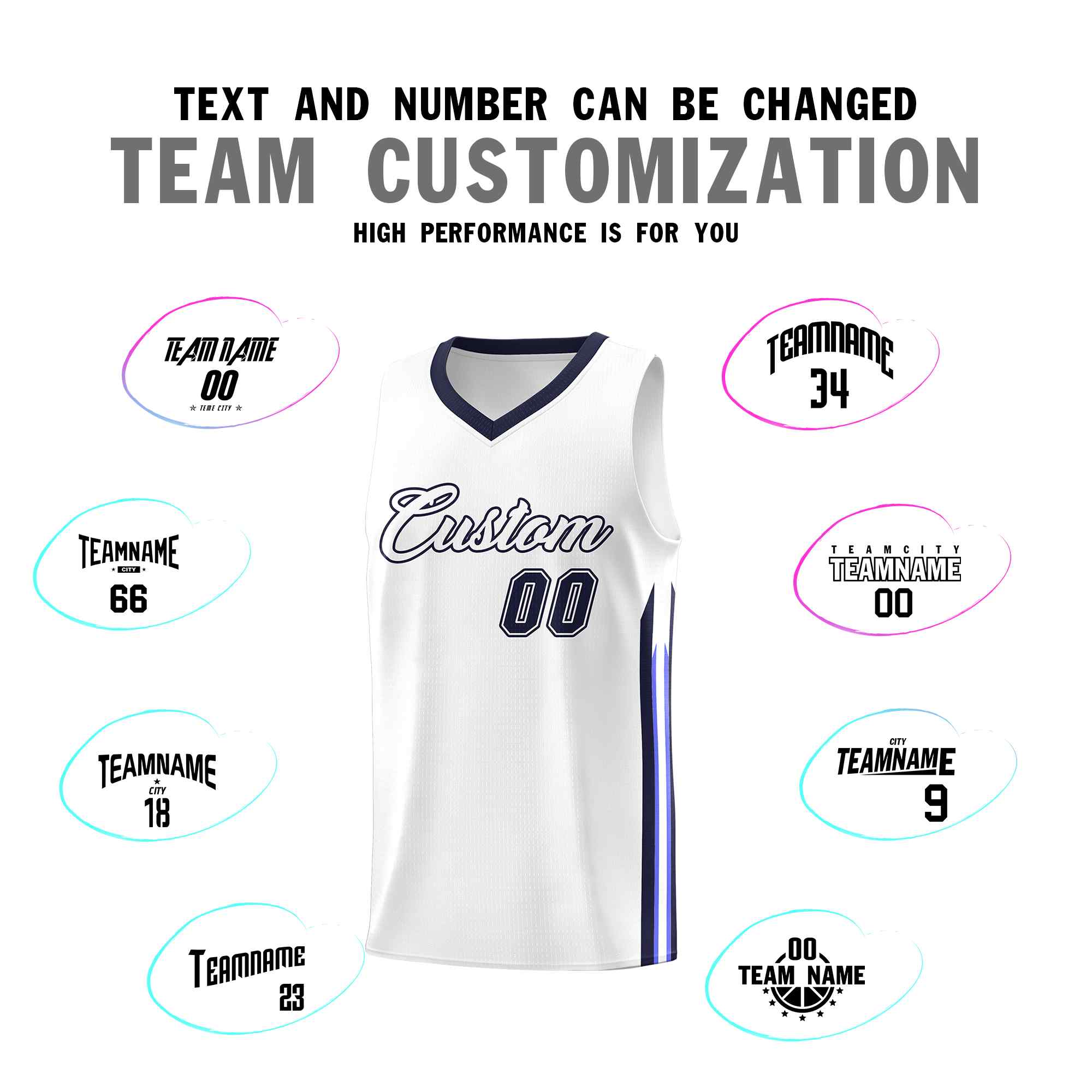 Custom White Navy Classic Sets Sports Uniform Basketball Jersey