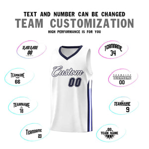 Custom White Navy Classic Sets Sports Uniform Basketball Jersey