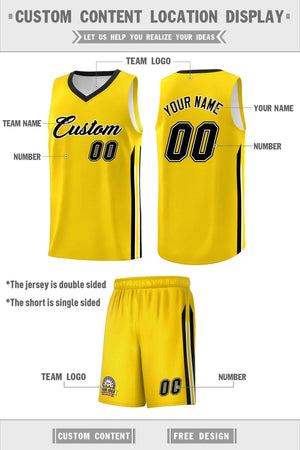 Custom Yellow Black-White Classic Sets Sports Uniform Basketball Jersey