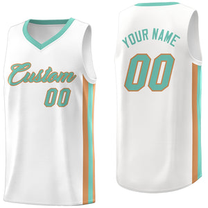 Maillot de basket-ball athlétique pour hommes/garçon, personnalisé, blanc, vert clair, classique