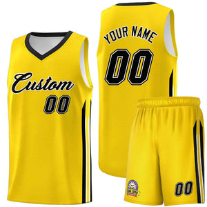 Custom Yellow Black-White Classic Sets Sports Uniform Basketball Jersey