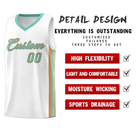 Custom White Light Green Classic Tops Men/Boy Athletic Basketball Jersey