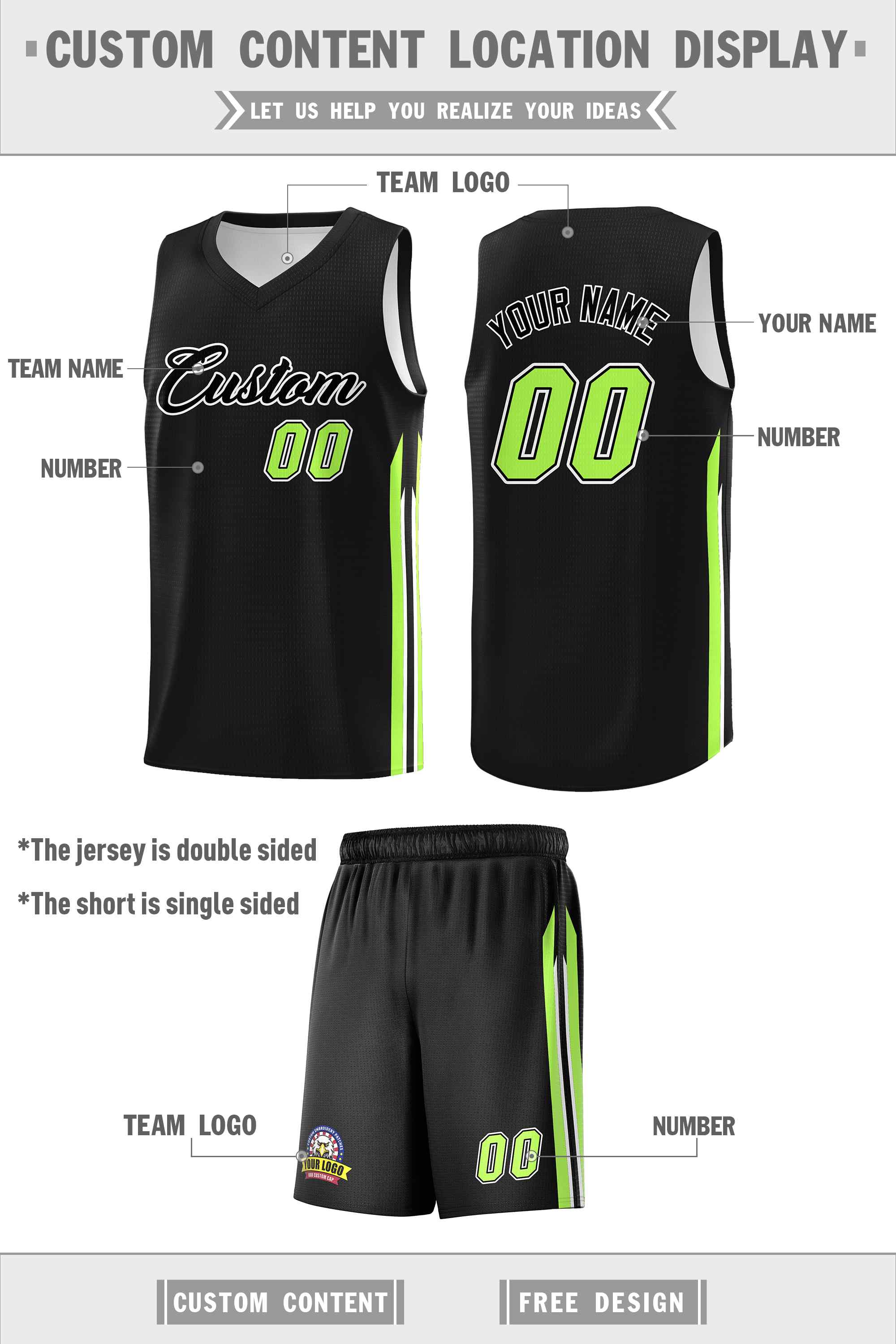 Custom Black White Classic Sets Sports Uniform Basketball Jersey