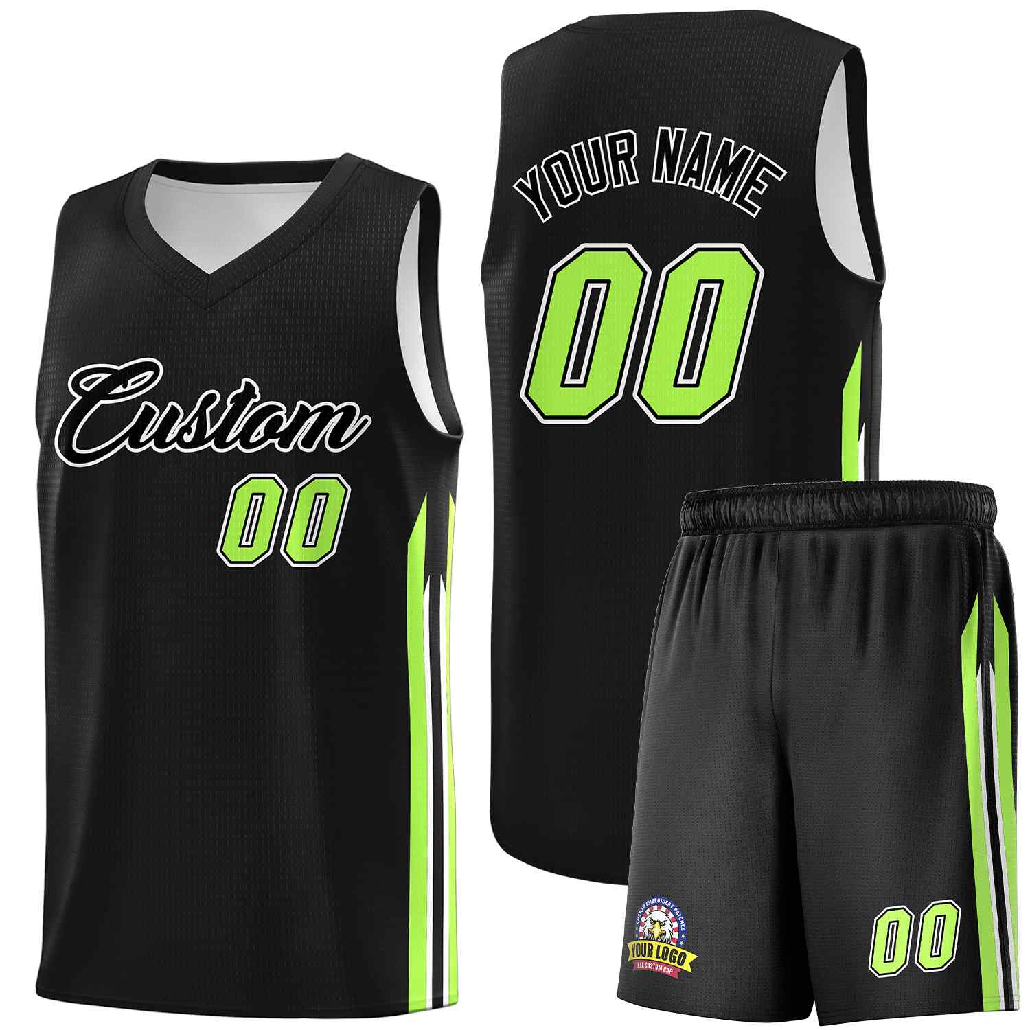 Ensembles classiques noirs et blancs personnalisés, maillot de basket-ball uniforme de sport