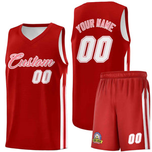 Custom Red Pink-White Classic Sets Sports Uniform Basketball Jersey