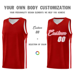 Custom Red Pink-White Classic Sets Sports Uniform Basketball Jersey