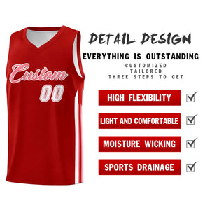 Custom Red Pink-White Classic Sets Sports Uniform Basketball Jersey