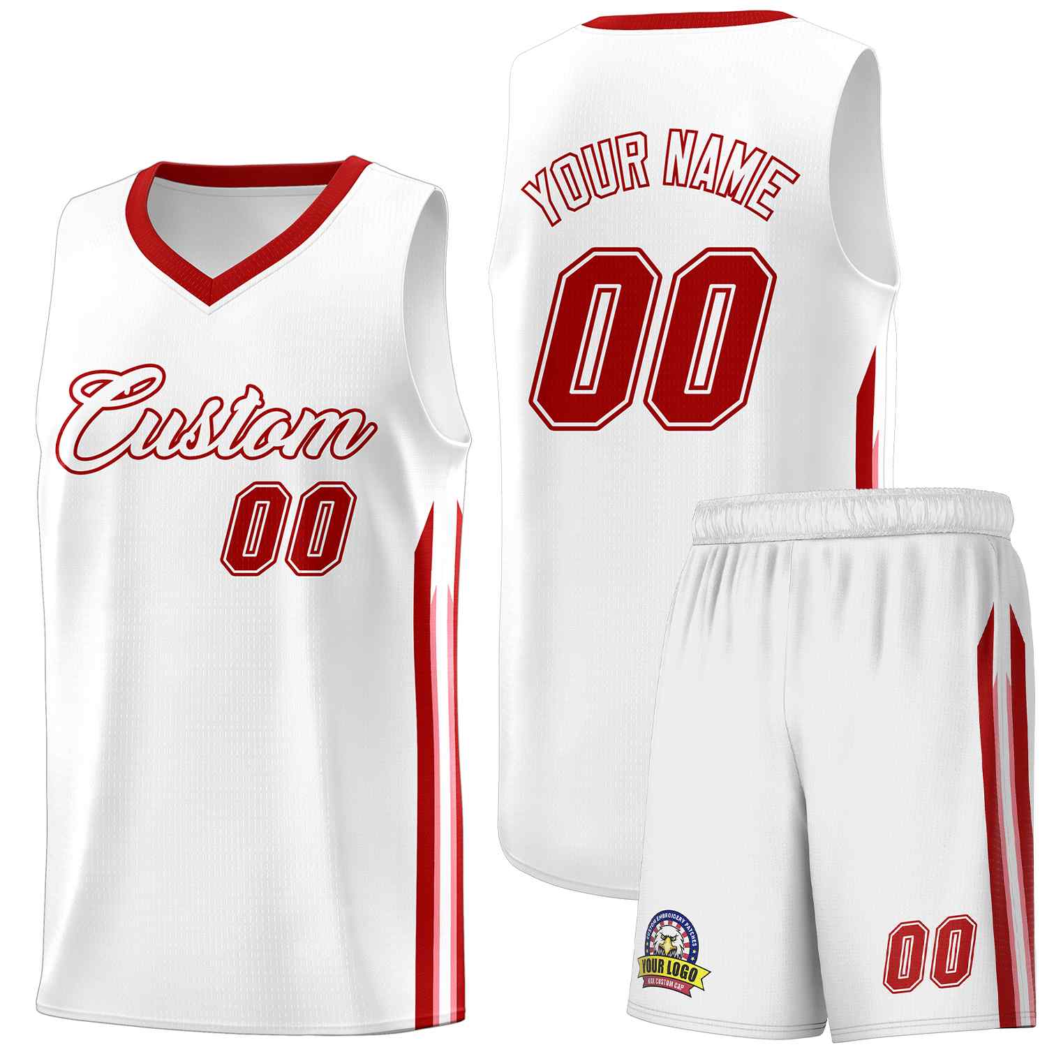 Ensembles classiques rouges et blancs personnalisés, maillot de basket-ball uniforme de sport