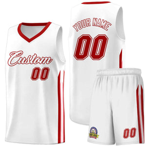 Custom White Red Classic Sets Sports Uniform Basketball Jersey