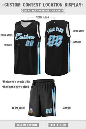 Custom Black Light Blue-White Classic Sets Sports Uniform Basketball Jersey