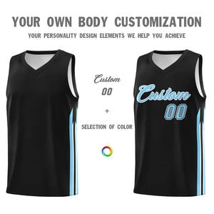 Custom Black Light Blue-White Classic Sets Sports Uniform Basketball Jersey