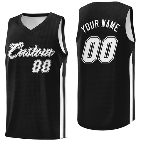 Custom Black White Classic Tops Sport Game Basketball Jersey
