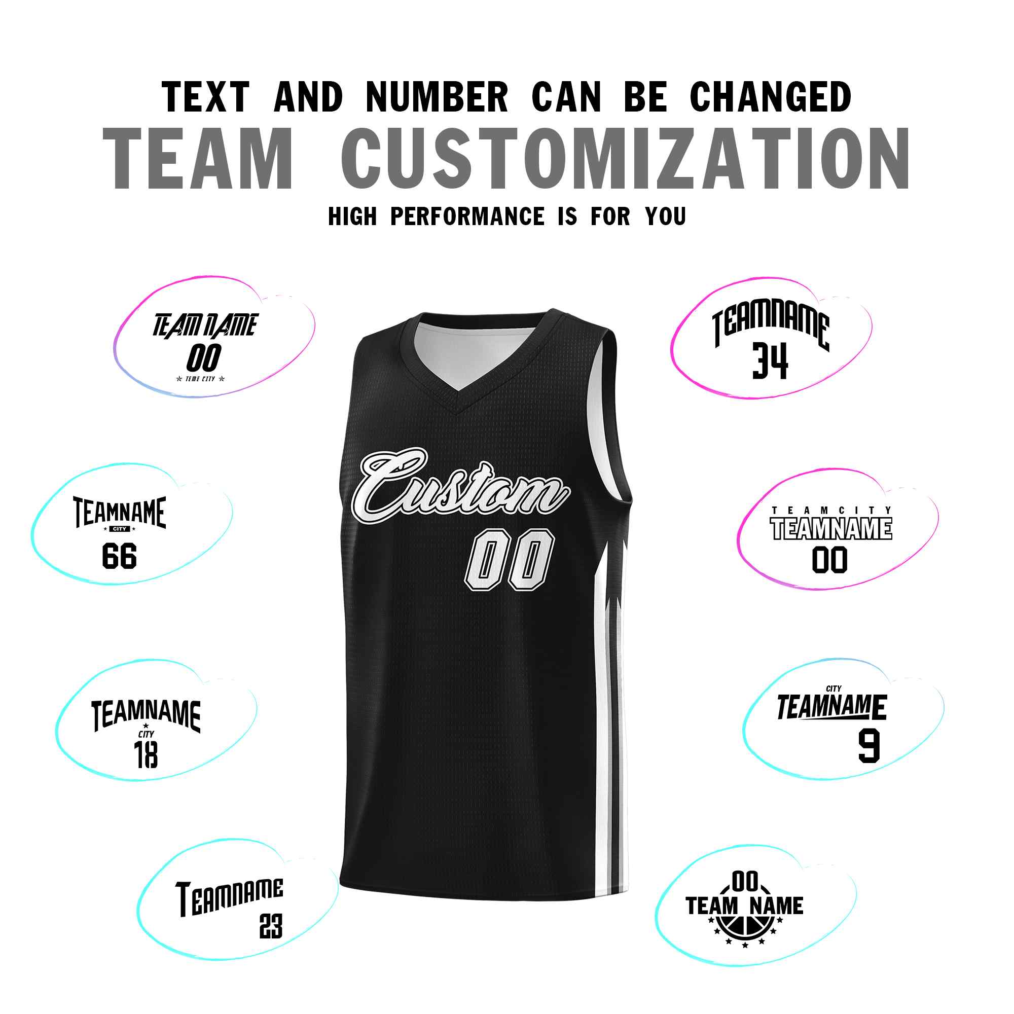 Custom Black White-Black Classic Sets Sports Uniform Basketball Jersey