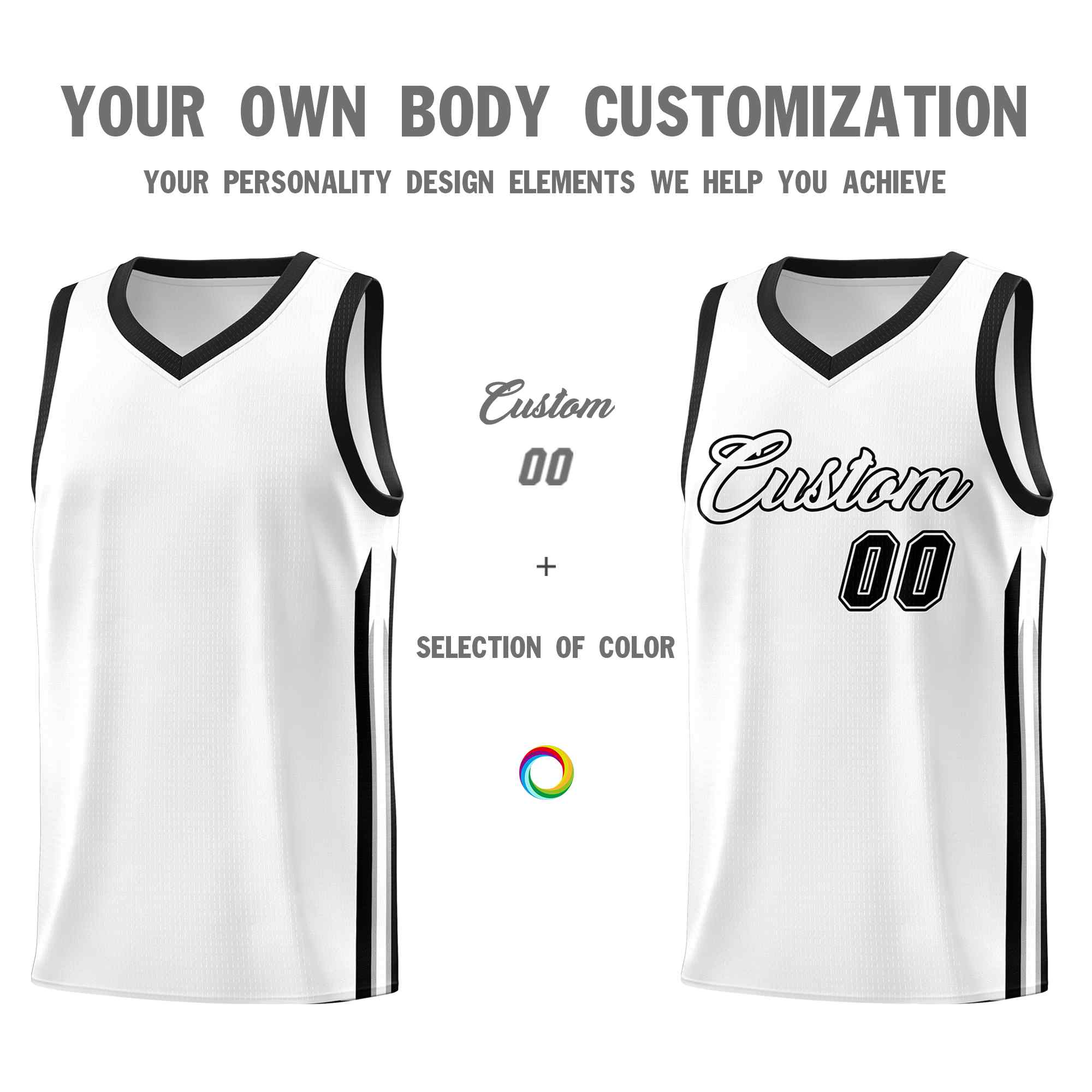 Custom White Black Classic Sets Sports Uniform Basketball Jersey