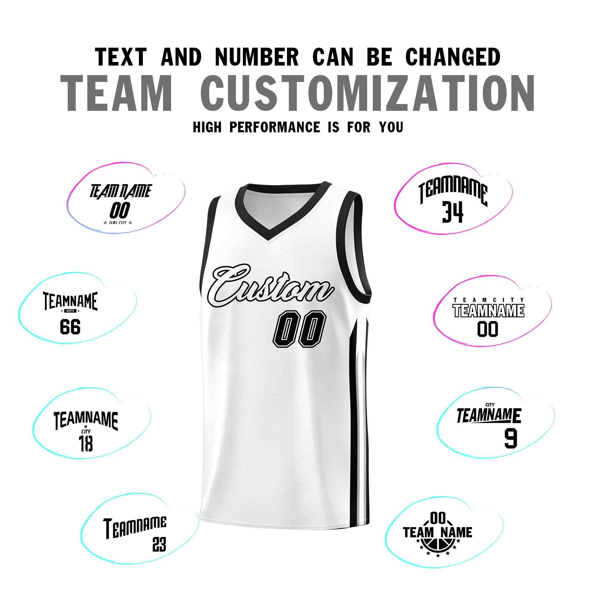 Custom White Black Classic Sets Sports Uniform Basketball Jersey