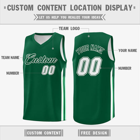 Custom Green White Classic Tops Sport Game Basketball Jersey