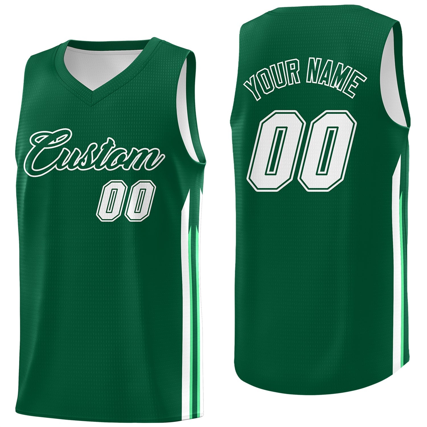 Maillot de basket-ball de jeu de sport, haut classique vert et blanc personnalisé