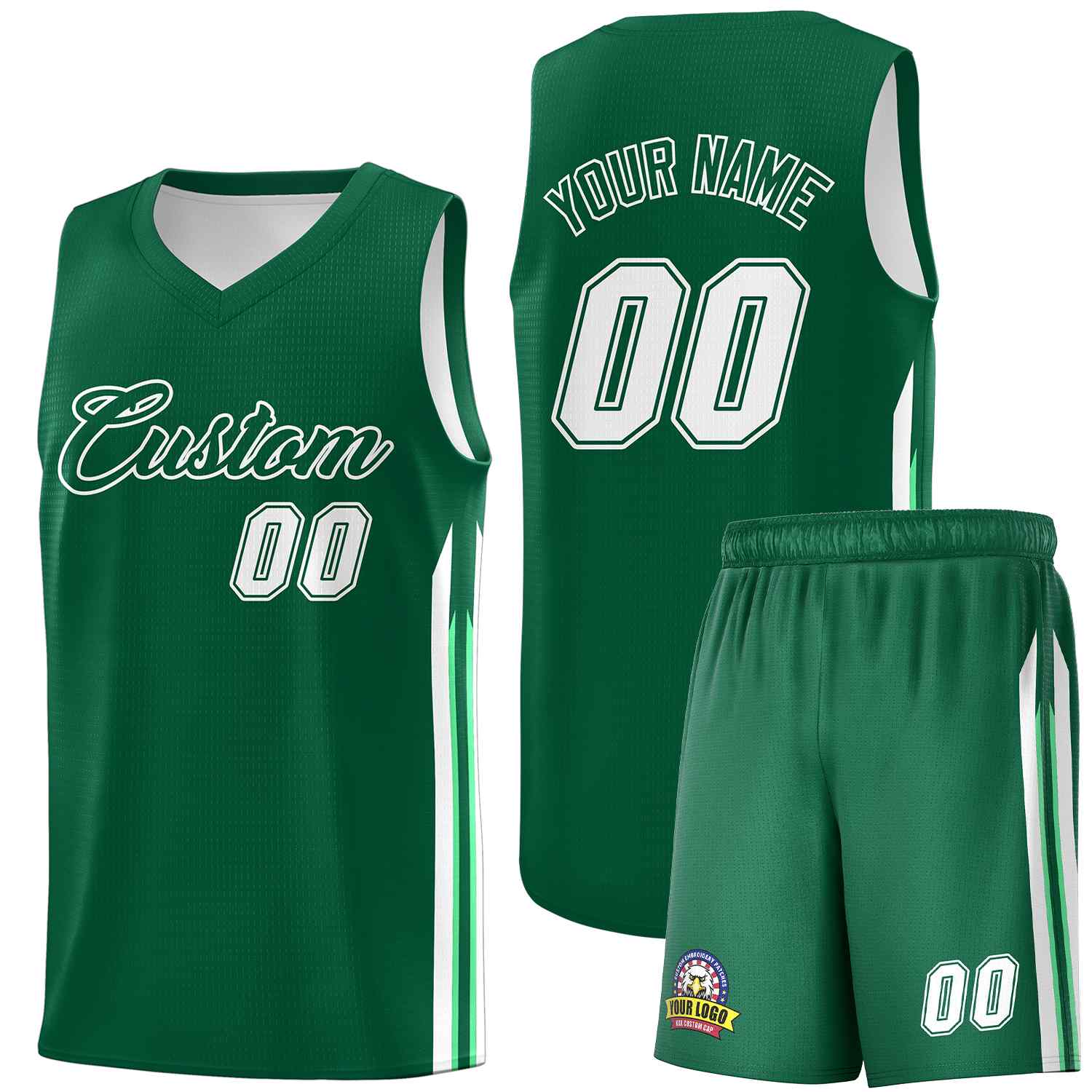 Le classique blanc vert personnalisé définit le maillot de basket-ball uniforme de sport