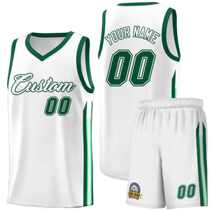 Le classique vert blanc personnalisé définit le maillot de basket-ball uniforme de sport