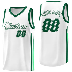 Maillot de basket-ball classique vert blanc personnalisé, vêtements de sport à la mode