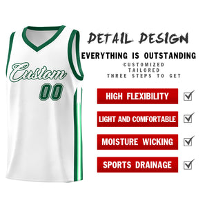 Maillot de basket-ball classique vert blanc personnalisé, vêtements de sport à la mode