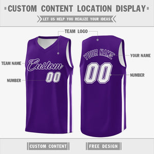 Custom Purple White Classic Tops Fashion Sportwear Basketball Jersey