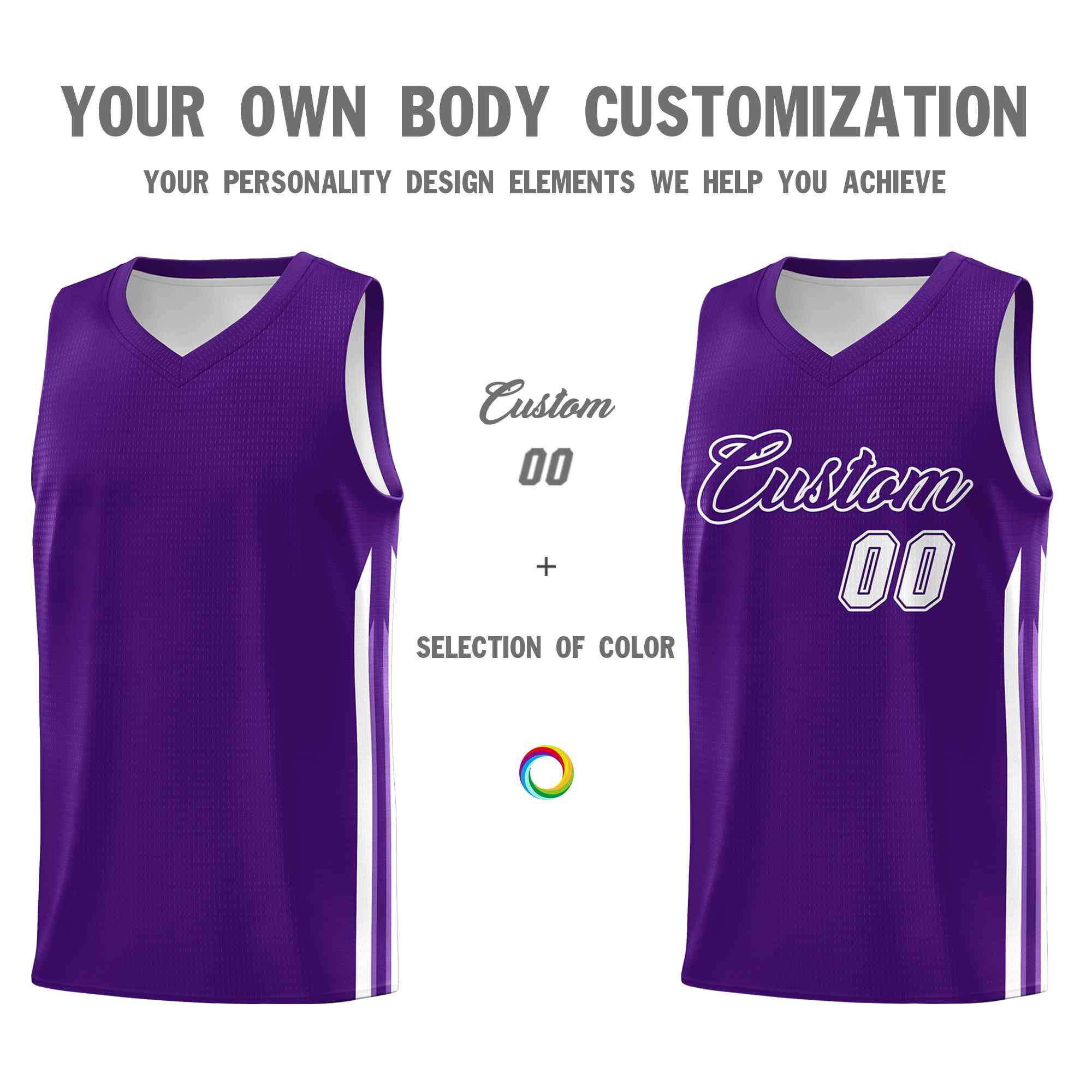 Custom Purple White Classic Sets Sports Uniform Basketball Jersey