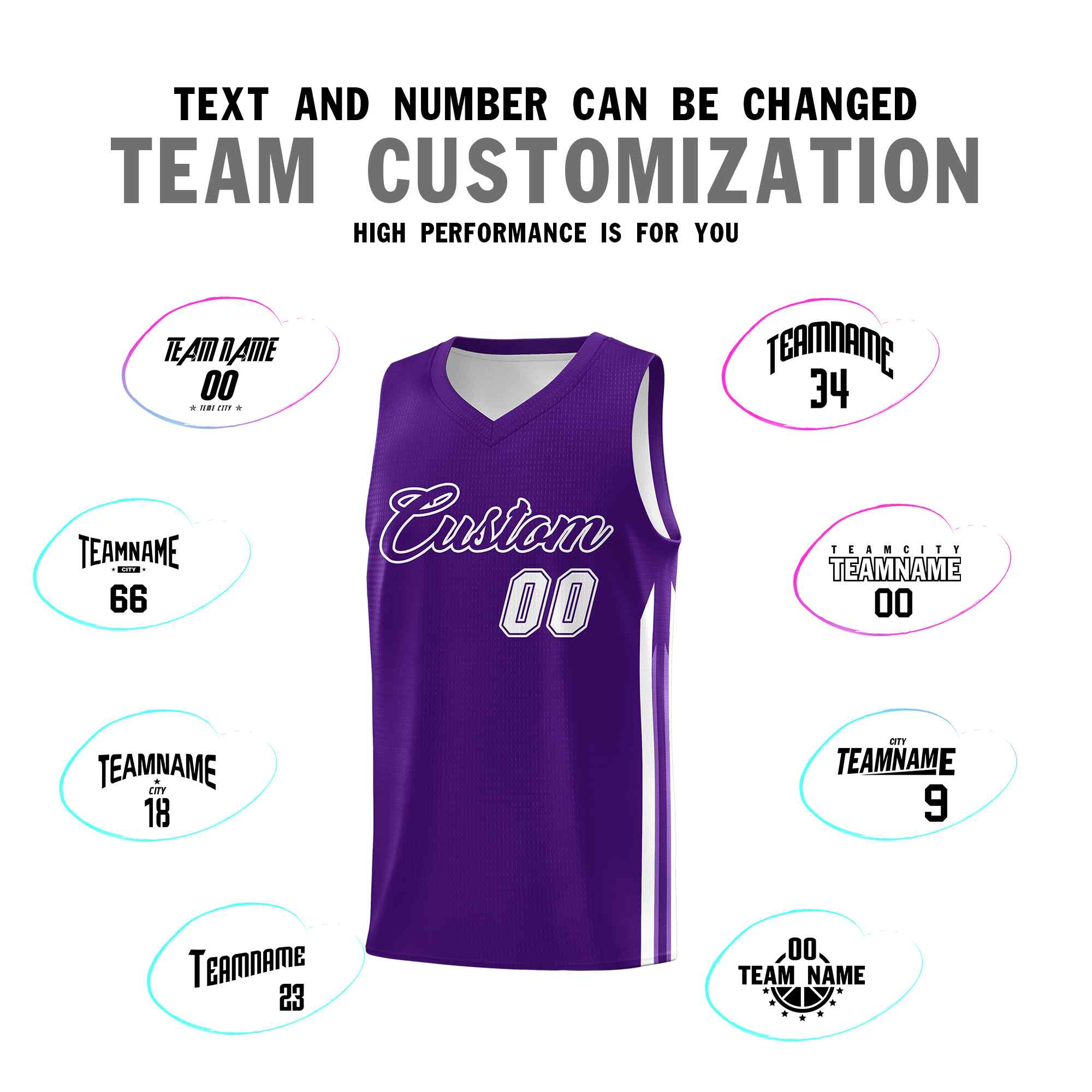 Custom Purple White Classic Sets Sports Uniform Basketball Jersey