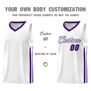 Custom White Purple Classic Sets Sports Uniform Basketball Jersey